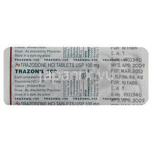 デジレル ジェネリック, トラゾドン塩酸塩 100 mg 包装 情報