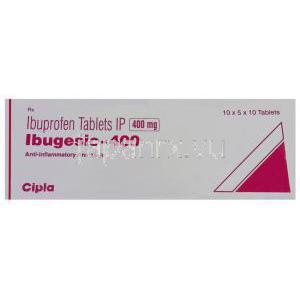 イブジェシック Ibugesic, モトリン ジェネリック, イブプロフェン 400mg 錠 (Cipla) 箱