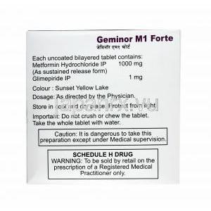 ジェミナー M フォルテ (グリメピリド/ メトホルミン) 1mg 服用方法