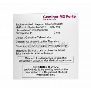 ジェミナー M フォルテ (グリメピリド/ メトホルミン) 2mg 服用方法