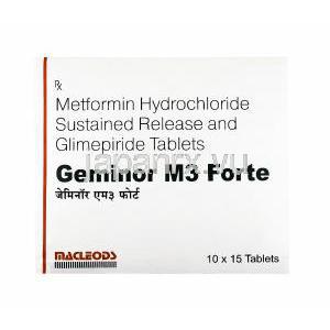 ジェミナー M フォルテ (グリメピリド/ メトホルミン) 3mg 箱