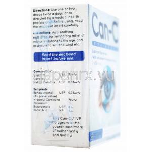 Can-C 点眼薬,　Nアセテルカルノシン配合,5ml,バイアル2本入り,箱表面,側面情報