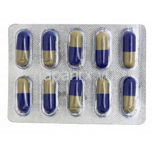 Amoxycillin/ Cloxacillin & Lactic Acid Bacillus Capsules, 250 mg, 10 capsules, blister pack front presentation