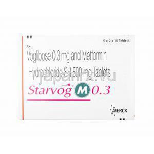 スターヴォグ M (メトホルミン/ ボグリボース) 0.3mg 箱