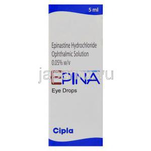 エピナスチン（エレスタット ジェネリック）  0.05% w/v 5ML 点眼薬 (Cipla) 箱
