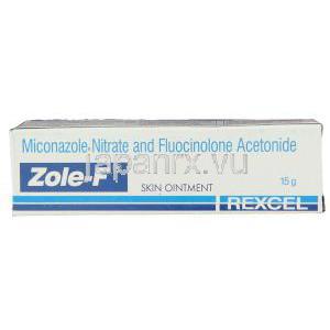 硝酸ミコナゾール / フルオシノロンアセトニド, Zole-F,  2%/ 0.01% 15gm 軟膏 (Ranbaxy-Rexcel) 箱