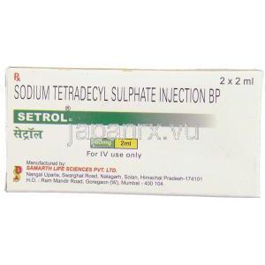 硫酸テトラデシルナトリム（ソトラデコール ジェネリック）, セトロール Setrol 3% 注射 (Samarth) 箱