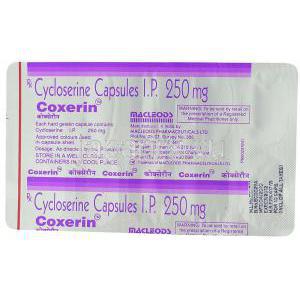 サイクロセリン, Coxerin,  250 mg 包装
