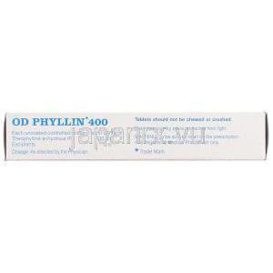 テオフィリン（ユニフィル ジェネリック）, OD Phyllin 400mg 錠 (Sidmak) 成分