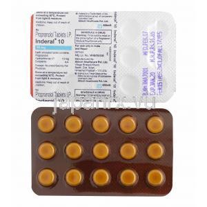 インデラル Inderal,  塩酸プロプラノロール 10mg, 錠剤