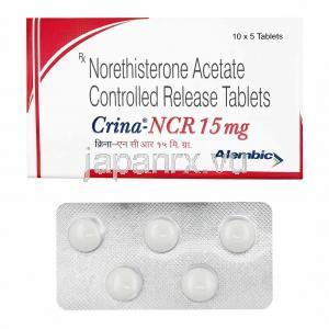 クリナ NCR (ノルエチステロン) 15mg 箱、錠剤