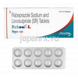リクール L (レボスルピリド/ ラベプラゾール) 75mg 箱、錠剤