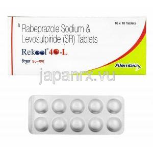 リクール L (レボスルピリド/ ラベプラゾール) 40mg 箱、錠剤