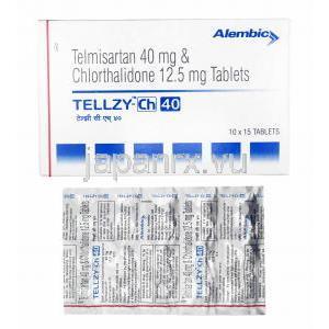 テルジー CH (テルミサルタン 40mg/ クロルタリドン 12.5mg) 箱、錠剤