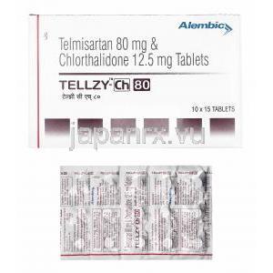 テルジー CH (テルミサルタン 80mg/ クロルタリドン 12.5mg) 箱、錠剤