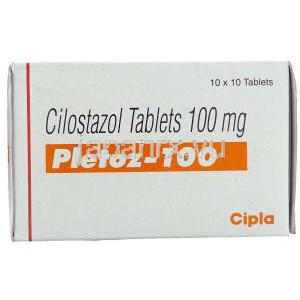 シロスタゾール(ジェネリック・プレタール) 100 mg 箱