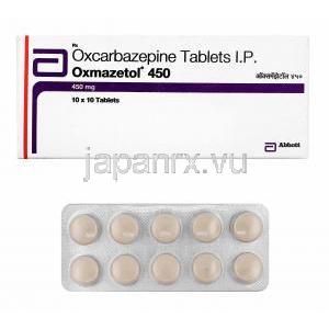 オクスマゼトール (オクスカルバゼピン) 450mg 箱、錠剤