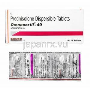 オムナコルチル, プレドニゾロン 40mg 箱、錠剤