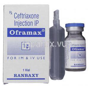 オフラマックス Oframax, ロセフィン ジェネリック, セフトリアキソンナトリウム 1gm / 10ml 注射 (Ranbaxy)