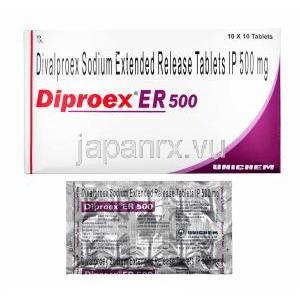 ディプロエックス ER (ジバルプロエクス) 500mg 箱、錠剤