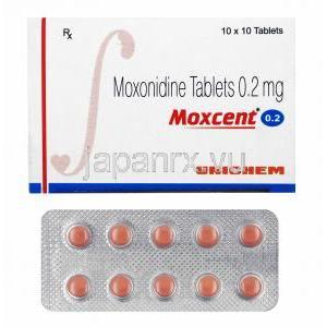 モクセント (モクソニジン) 0.2mg 箱、錠剤