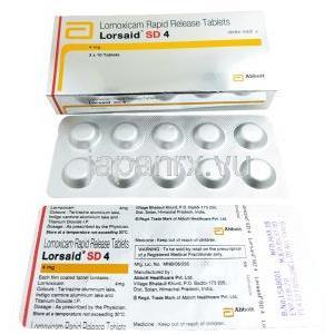 ロルサイド SD (ロルノキシカム) 4mg 錠剤, 箱,シート