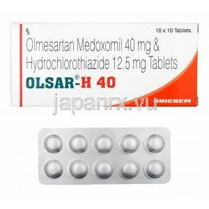 オルサー H (ヒドロクロロチアジド/ オルメサルタン) 40mg 箱、錠剤