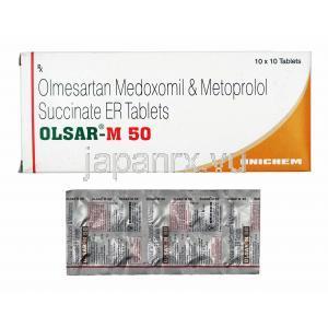 オルサー M (オルメサルタン/ メトプロロール) 50mg 箱、錠剤