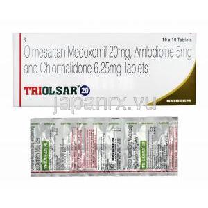 トリオルサー (オルメサルタン/ アムロジピン/ クロルタリドン) 20mg 箱、錠剤