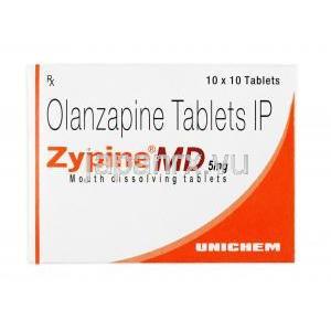 ザイピン MD, オランザピン, 5 mg, 箱表面