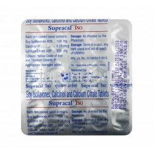スプラカル ISO (クエン酸カルシウム/ カルシトリオール/ 大豆イソフラボン) 錠剤裏面