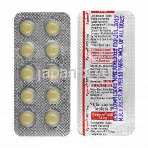 ザイピン MD, オランザピン, 7.5 mg, 錠剤