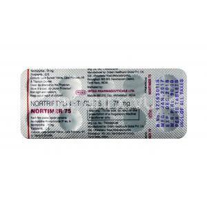 ノータイマー,ノルトリプチリン,75 mg,錠剤,シート情報