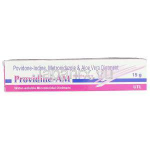 ポビドンヨード/メトロニダゾール, Providine AM, 5%/ 1% 15gm 軟膏 (Lekar Pharma) 箱