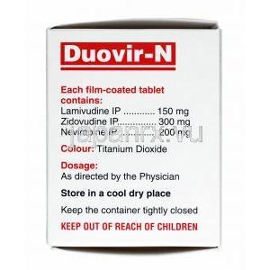 デュオビル-N Duovir-N,  ラミブジン・ジドブジン USP・ネビラピン配合 300mg/ 150mg/ 200mg 錠 (Cipla) 成分