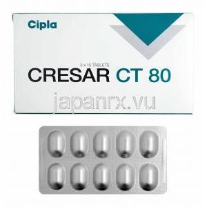 クレサー CT (テルミサルタン 80mg/ クロルタリドン 12.5mg) 箱、錠剤