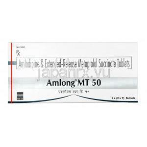 アムロング MT,アムロジピン5mg / メトプロロール 50 mg, 錠剤, 箱表面