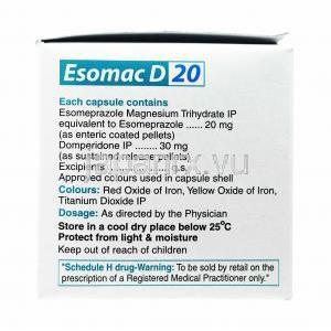 エソマック D (ドンペリドン 30mg/ エソメプラゾール 20mg) 成分