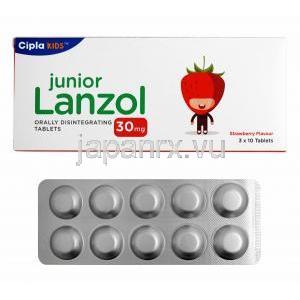 小児用 ランゾール いちご味 (ランソプラゾール) 30mg 箱、錠剤