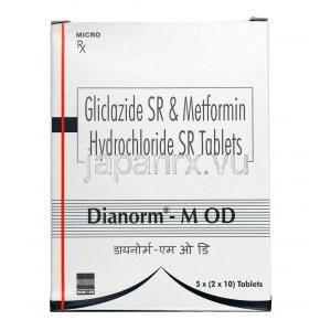 ダイアノーム M OD, グリクラジド 60mg  / メトホルミン 500mg, 錠（徐放性錠）,箱表面