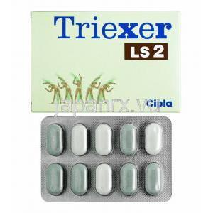 トリエクサー LS (グリメピリド2mg/ メトホルミン/ ピオグリタゾン) 箱、錠剤