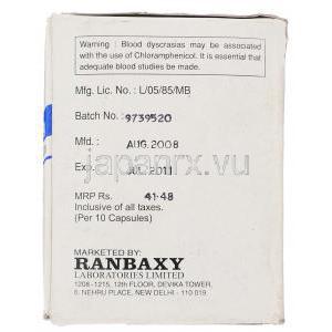 ランフェニコル Ranphenicol, クロロマイセチン ジェネリック, クロラムフェニコール  錠 (Ranbaxy) 製造