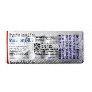モクシロン,  モクソニジン 0.2 mg, 錠剤,シート情報