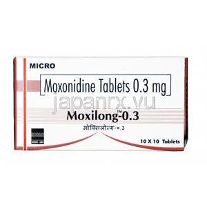 モクシロン,  モクソニジン 0.3 mg, 錠剤, 箱表面