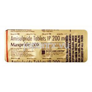 マックスプリド, アミスルプリド 200 mg,錠剤,シート情報
