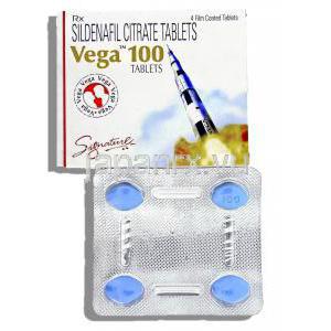 ジェネリック・バイアグラ , Vega , クエン酸シルデナフィル 100mg (Hab Pharma)