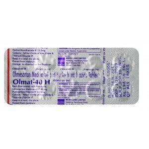オルマト H,ヒドロクロロチアジド 12.5mg / オルメサルタン 40mg, 錠剤, シート情報