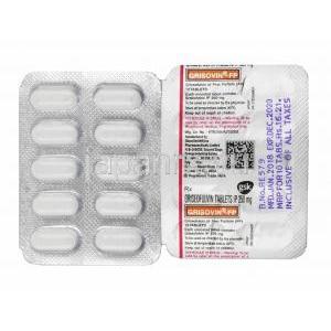 グリソビンFP,  グリセオフルビン 250mg 錠剤, シート情報