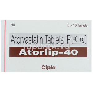 アトルバスタチン (リピトール ジェネリック) , Atorlip 40 mg 箱