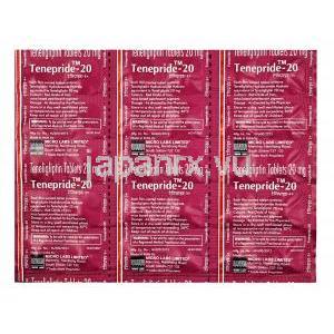 テネプリド, テネリグリプチン 20 mg, 錠剤,シート情報